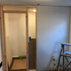 The new closet in the guest room. It’s literally half the size of the former bedroom, as you can see by where the light was.